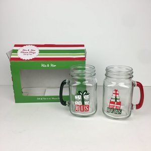 His‎ Hers Set of 2 Mason Mugs Xmas Holiday Wedding